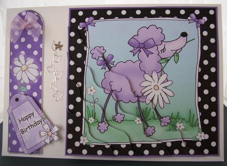 Cute Poodle Quick Card with Wavy Corner Side Stacker by Maz Kfk