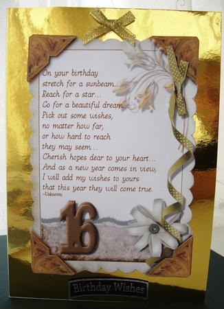 16th Birthday Card Topper by Maz Kfk