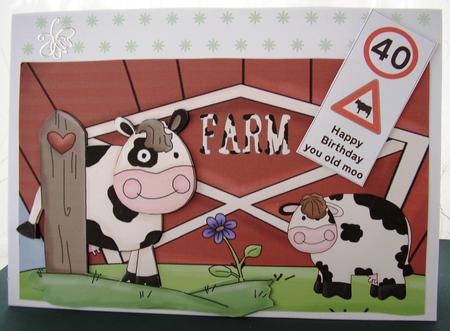 Cow Birthday Quick Card Front with Layers by Maz Kfk