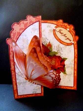 Butterfly Fold Back red & Orange Roses by Maz Kfk