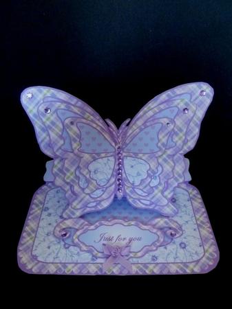 Layered Butterfly Easel - Lilac and Blue Patchwork by Maz Kfk