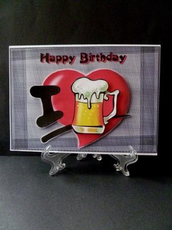 I Love Beer Card Front with Decoupage by Maz Kfk