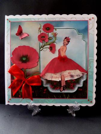 Poppy Red Dress Card Front Kit by Maz Kfk