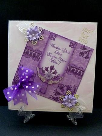 Lilac Another Year 7in Ornate Lace Tag Topper by Maz Kfk