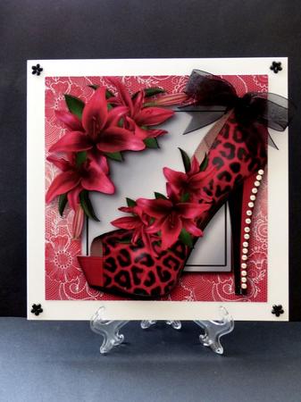 Animal Print Red Shoe & Lilies Lacey Square by Maz Kfk