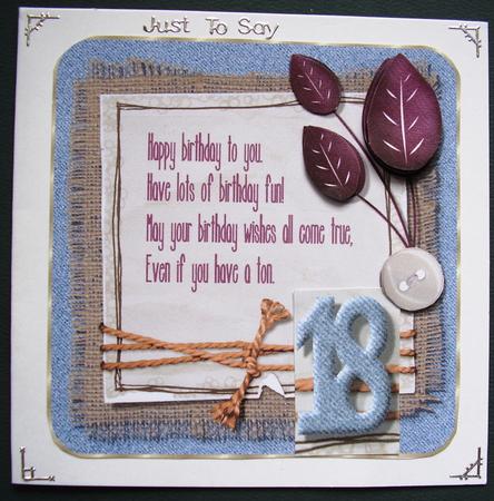 18th Denim Birthday Card Topper by Maz Kfk