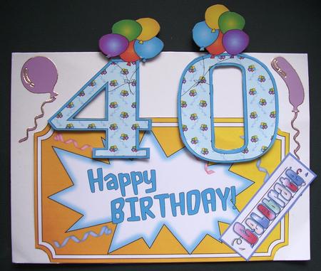 40 with Balloons - Over the Edge Card Front by Maz Kfk