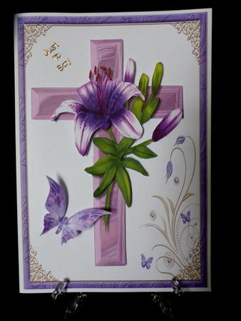 Sympathy Cross & Purple Lily by Maz Kfk