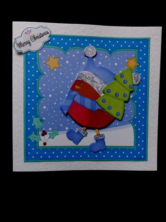 8x8 Xmas Bobbin Robin Xmas Tree Mini Kit 3D Decoupage by Maz Kfk