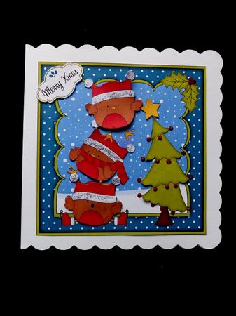8x8 Xmas Bobbin Robin Dressing the Tree Mini Kit Decoupage by Maz Kfk