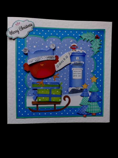 8x8 Xmas Bobbin Robin Letter for Santa Mini Kit 3D Decoupage by Maz Kfk