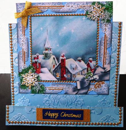 Rooftops Snow Easel Over the Edge Card by Maz Kfk