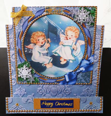 Singing Angels Circle Gold Easel Over the Edge Card by Maz Kfk