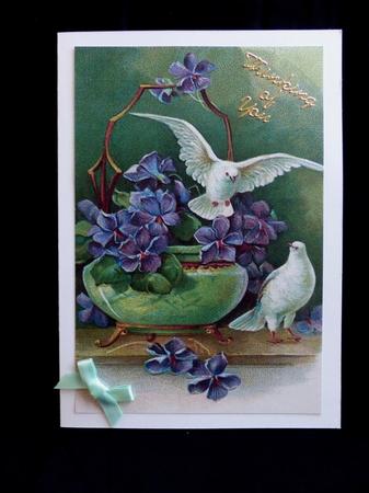Beautiful Vintage Doves with Flowers, Card Fronts by Maz Kfk