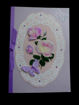 Pink Roses & Lace with Butterflies by Maz Kfk