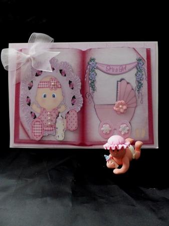 Baby Girl Book Style Card Front by Maz Kfk
