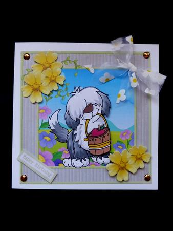 Rufus Old Shaggy Dog Card with Decoupage by Maz Kfk