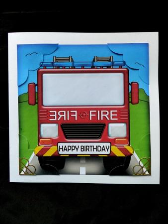 8 x 8 Fire Engine Scalloped Corner Topper by Maz Kfk