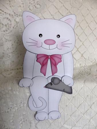 3D on the Shelf Card Kit - Little White Cat Bella by Maz Kfk