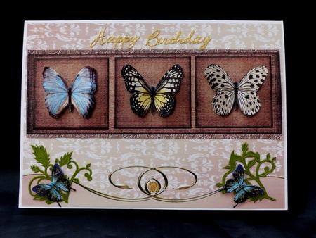 Large Dl Male Card Vintage Butterflies by Maz Kfk