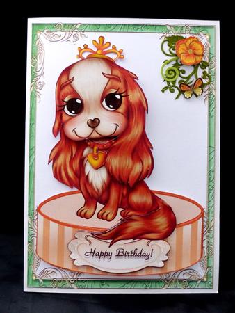 Puppy Love - Shaped Card Topper with Decoupage by Maz Kfk