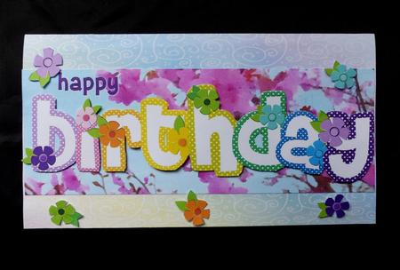 Rainbow Dotty Floral Happy Birthday Large Dl by Maz Kfk
