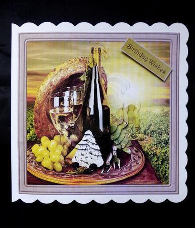 Wine Cheese and Grapes Card with Stacker by Maz Kfk