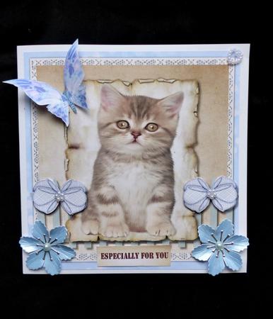 Cute Kitten Bleu Vintage Paper by Maz Kfk