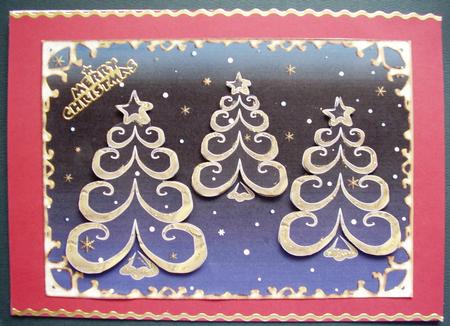 Golden Swirly Christmas Trees by Maz Kfk
