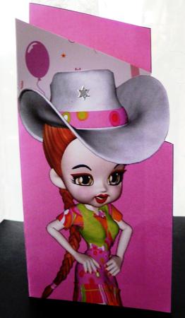 Line Dancer or Cowgirl in Neon Cascade Card by Maz Kfk