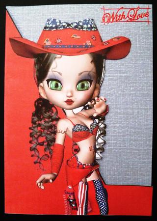Virginia Cowgirl A5 Shaped Front 4th July Print & Fold Card by Maz Kfk