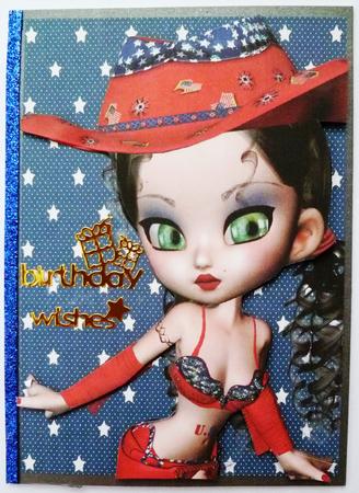 Virginia 4th July Cowgirl A4 Card Front by Maz Kfk