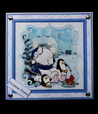 My Turn Polar Bear 7x7 Card with Decoupage by Maz Kfk
