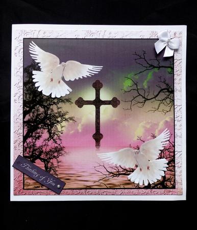 Scenic Doves Grey Sky Topper with Decoupage by Maz Kfk