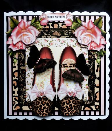 Animal Print Rose Shoes Card Front Kit by Maz Kfk