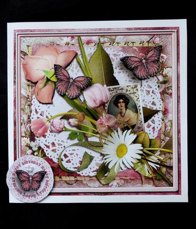Cardtopper Singlesheet Soft Creme Peach Roses 110 by Maz Kfk