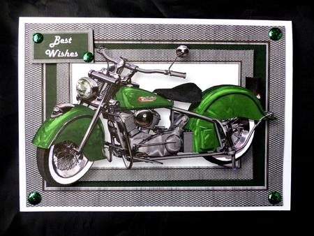 Green Retro Motorbike A5 Landscape by Maz Kfk
