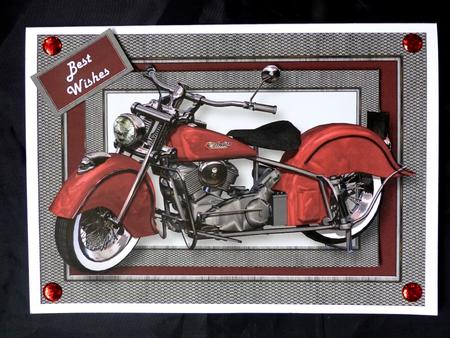 Red Retro Motorbike A5 Landscape by Maz Kfk