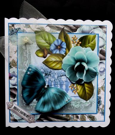 The Teal Rose Flutter Card Front Kit by Maz Kfk