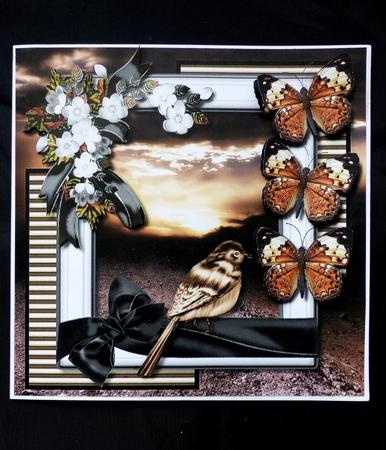 Male Card with Bird & Butterflies by Maz Kfk