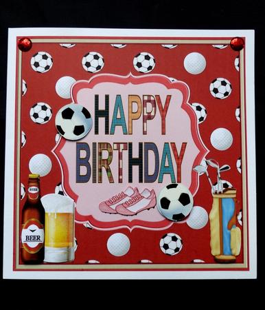 Happy Birthday 8x8ins Decoupage Topper 1 by Maz Kfk