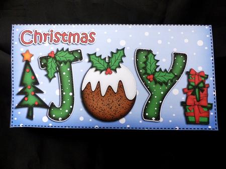 Xmas Joy with Puddings Money or Gift Wallet and Card by Maz Kfk