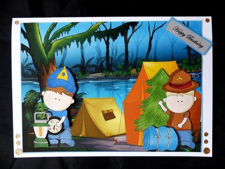 Camping Scouts Card with Decoupage by Maz Kfk
