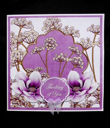 Purple Magnolia Thinking of You 7in Time Flower Deco Topper by Maz Kfk