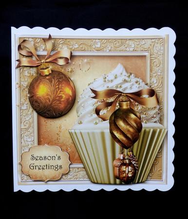 Bling Christmas Cupcake in Gold 8x8 Quick Topper by Maz Kfk