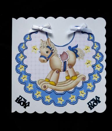 Lovely Rocking Horse with Stars on a Blue Bib by Maz Kfk