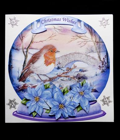 Christmas Snow Globe Robin by Stream Shaped Card Mini Kit by Maz Kfk