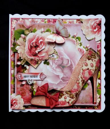 The Pink Bow Shoes Card Front Kit by Maz Kfk
