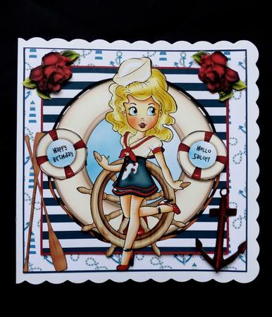Cute Retro Little Sailor Card Front Kit by Maz Kfk