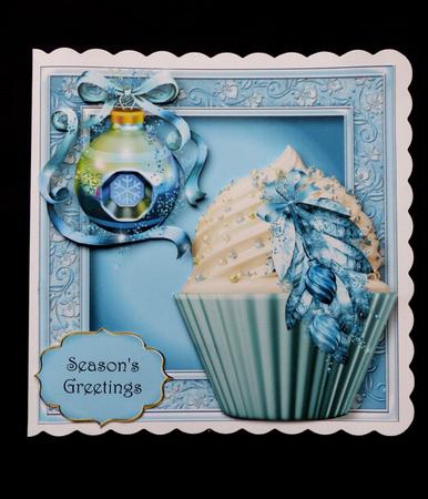 Bling Christmas Cupcake in Blue 8x8 Quick Topper by Maz Kfk